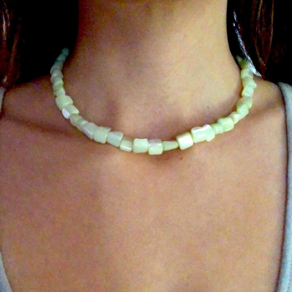 Green Beaded Choker Necklace